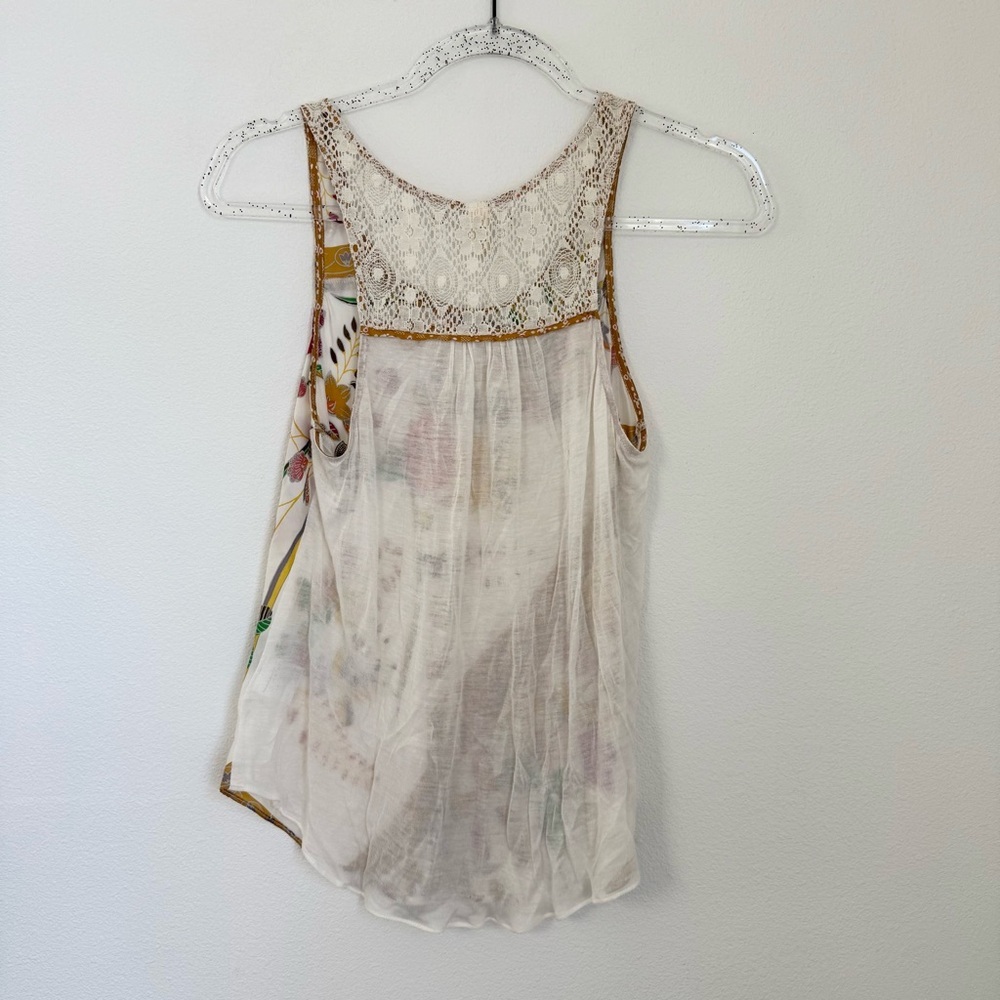 Tiny Anthropologie Silk Blend Floral Lace Romantic Tank Top Size XS Boho Summer - Picture 2 of 8